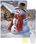 Beach Blanket Waterproof Sandproof Christmas Snowman Winter Snow Scene Quick Drying Beach Mat with 4 Stakes Farm Retro Farmhouse Lightweight Picnic Blanket for Travel Camping Outdoor 83x79