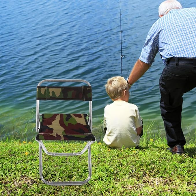 Portable Folding Chair Large Size Lightweight Camping Seat for Outdoor Fishing Hiking Garden Use Camouflage Collapsible Seat
