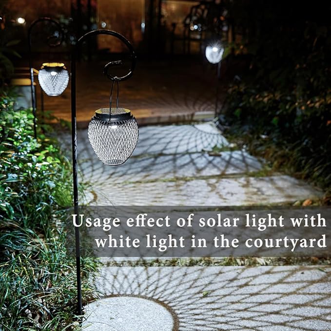 Solar Lantern Outdoor Waterproof IP65 Hanging Lights Outdoor Garden Metal Lanterns Decorative Lighting Powered for Yard Patio Pathway（2 Pack Black）