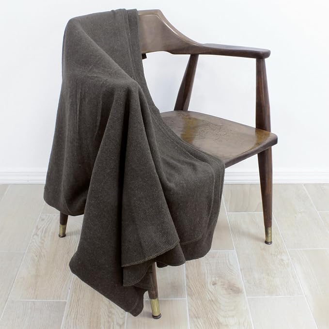 MediTac Grey Warm Wool Fire Retardant Blanket 62 x 80 (52% Wool) - US Military Style