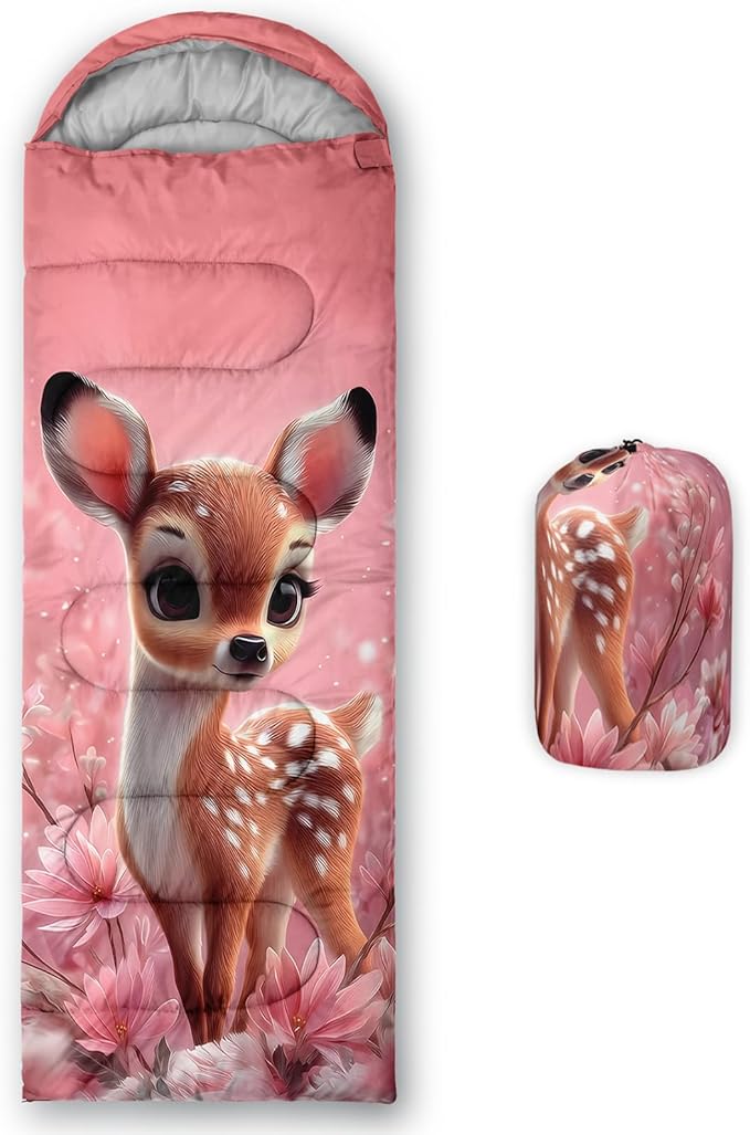 AILONEN Cartoon Camping Sleeping Bag for Boys Girls AdultsLightweight &amp Waterproof3 Season Warm &amp Cold WeatherPortablePrinted Sleeping BagTravelingCampingHiking