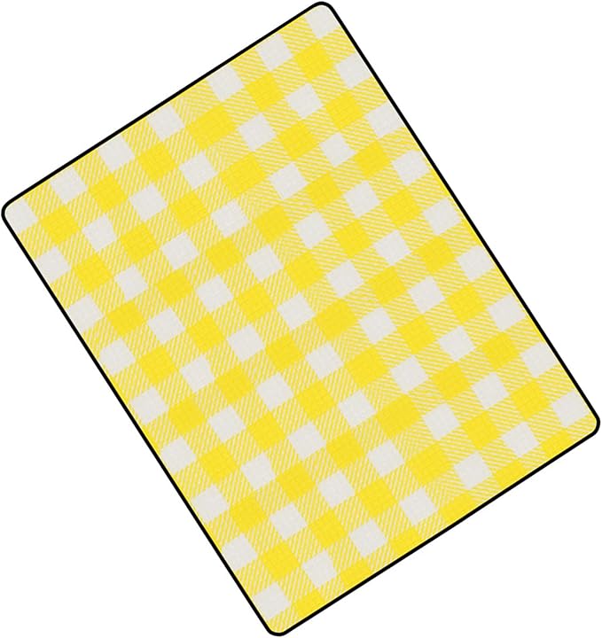 Picnic Mat with Yellow Grids Printing Foldable Thicken Camping Blanket Aluminum Film Insulated Lightweight and Portable for Outdoor Use
