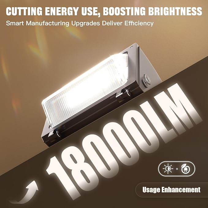 LED Wall Pack Light 120W/96W/72W with Dusk to Dawn Photocell18000LM 1000W HPS/HID Equiv.6000K/5000K/4000K Daylight Outdoor Security Lighting Commercial Wall Mount Lights for WarehouseYard - 4Pack