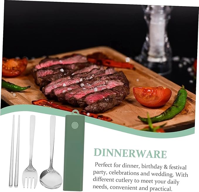 1 Set Set Fork Spoon Chopsticks Stainless Steel Utensils Set Serving Utensils Stainless Steel Travel Cutlery Travel Utensils Spoon and Chopstick Set Chopstick Chopstick Rest