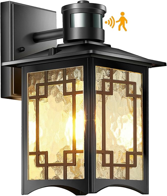 Dusk to Dawn Motion Sensor Light Outdoor Light Fixture Aluminum Wall Sconce Lighting Front Porch Light Exterior Lights for House Patio Outside Lights Wall Mount Anti-Rust Lantern