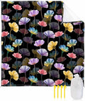 Beach Blanket Waterproof Sandproof Spring Watercolors Flowers Quick Drying Beach Mat with 4 Stakes Fields Floral Art Lightweight Picnic Blanket for Travel Camping Outdoor 83x79