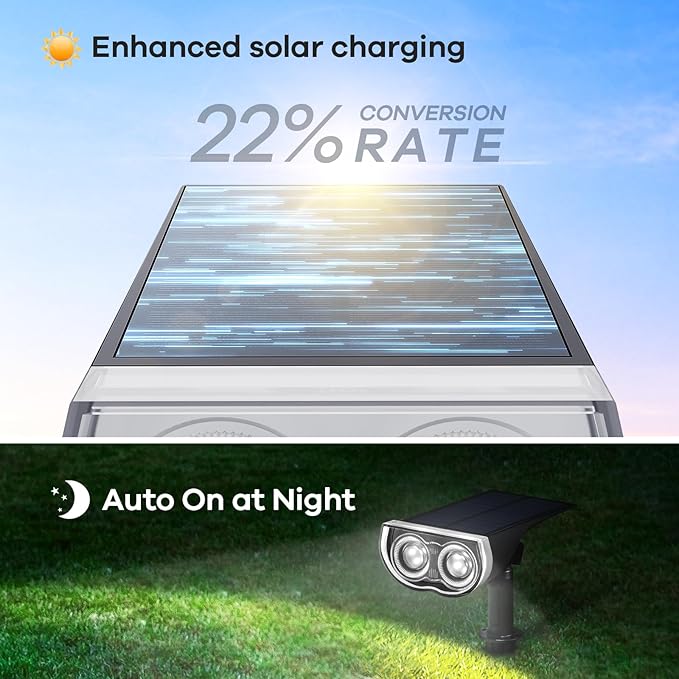 Consciot Solar Spotlights Outdoor Daylight IP67 Waterproof 2-in-1 Solar Spot Lights Durable Christmas Decorations Lights for Garden Yard Pathway Driveway Porch Walkway Auto On/Off 6 Pack