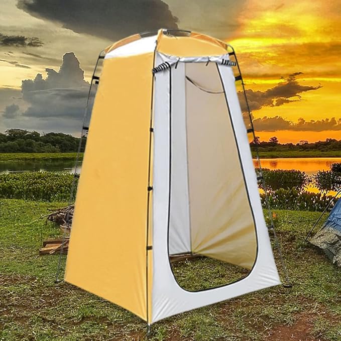 Sunshade Bathing Tents Folding Beach Privacy Shelter Tent Waterproof Protection Tear-Resistant for Camp Fishing (Yellow Gray)