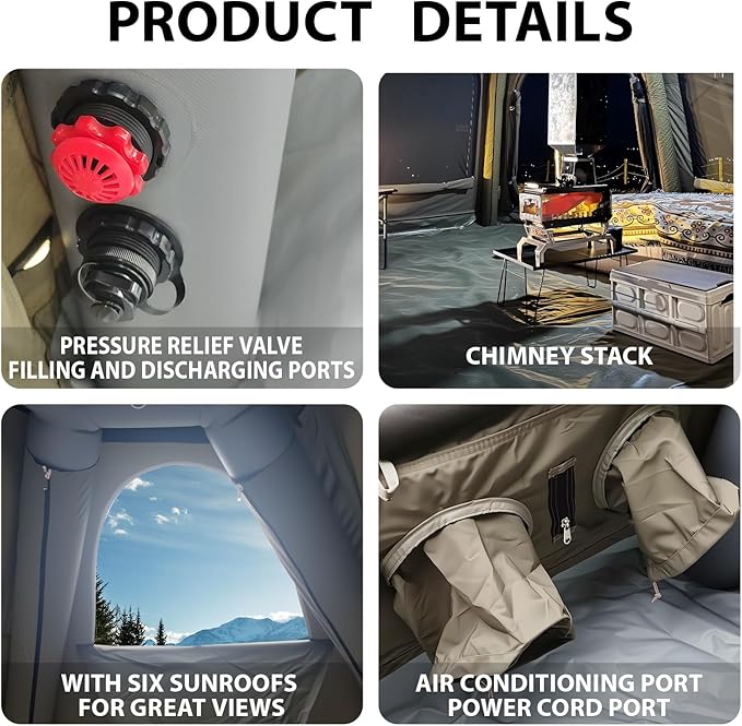 Inflatable Tents for Camping Large Inflatable Camping Tent with Hand Pump Easy Setup Tents for 4-6 People Portable Glamping Tent