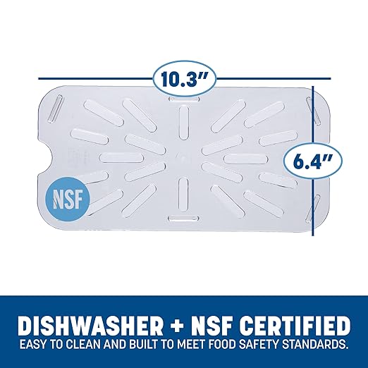 Carlisle FoodService Products 3069507 Plastic Drain Shelf for 1/4 Size Food Pan Clear 0.6 Inches (Pack of 6)