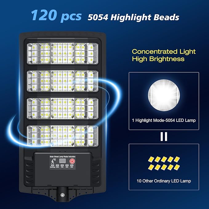 Solar Lights Outdoor Waterproof - Super Bright Solar Street Lights Outdoor Dusk to Dawn with Motion Sensor and Remote Control Wide Angle Commercial LED Street Light IP67 Waterproof 4 Packs