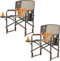 TIMBER RIDGE Aluminum Oversized Camping Chair Lightweight Portable Directors Chair with Side Table Detachable Side Pocket for Outdoor Camping Lawn Picnic Support 400lbs Tan 2 Pack
