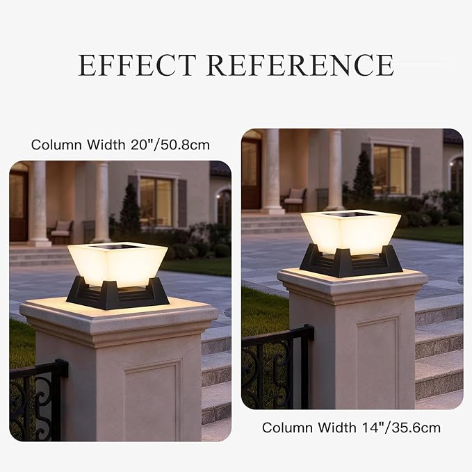 11.02 Modern Outdoor Post Lights 3000K LED Solar Lamp Post Light IP54 Solar Pillar Lights Outdoor Waterproof Square Outside Light Columns Column Lighting for Patio Fence Deck Garden Driveway