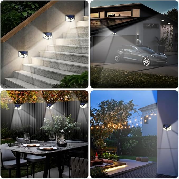 Solar Lights Outdoor 12 Pack Solar Motion Sensor Light Outdoor 3 Modes Solar Powered Security Lights Lumiere Solaire Exterieur IP65 Waterproof 270° Wireless for Yard Garden Deck Fence Garage