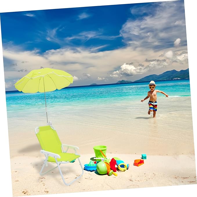 VANZACK 1set Boys and Girls Outdoor Umbrella Chair Ergonomic Beach Stool Sun Block and Tear-Resistant for Camping and Outdoor Activities Green