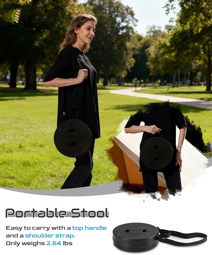 2025 Heavy Duty Collapsible Stool | 600lbs Capacity 18-in Tall Lightweight 2.6lbs Portable Retractable Telescoping Stool for Adults Camping Fishing Hiking Travel BBQ