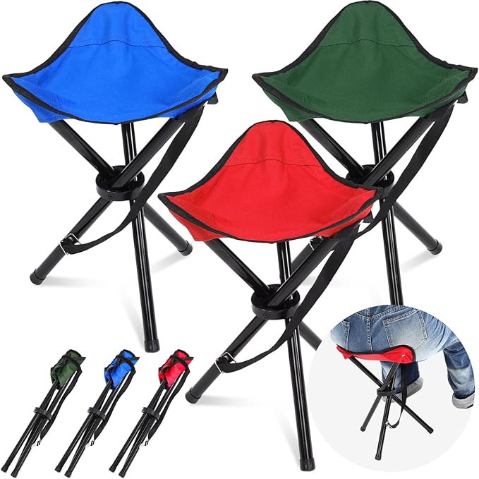 3 Pack Folding Camping Stool 12.2 x 14.96 Inch Portable Collapsible Chair Tripod Stool Hiking Chair for Fishing Beach Picnic Outdoor Gardening and Travel