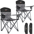 SUNNYFEEL Oversized Folding Camping Chair 2 Pack 800 LBS Heavy Duty for Big Tall People Red Padded Portable Collapsible Chairs with Armrest Cup Holder &amp Pocket for Outdoor Travel Picnic Camp Sport