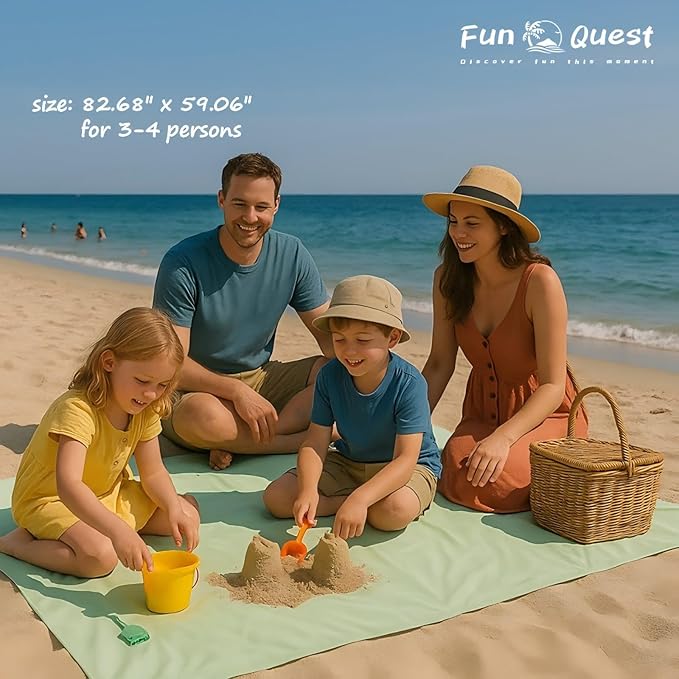Picnic Blanket Waterproof – Packable Sand Proof Beach Blanket (0.42lb/0.66lb) Compact &amp Foldable Fits in Pocket with Integrated Stakes Ideal for Camping Hiking Travel Concert Festival