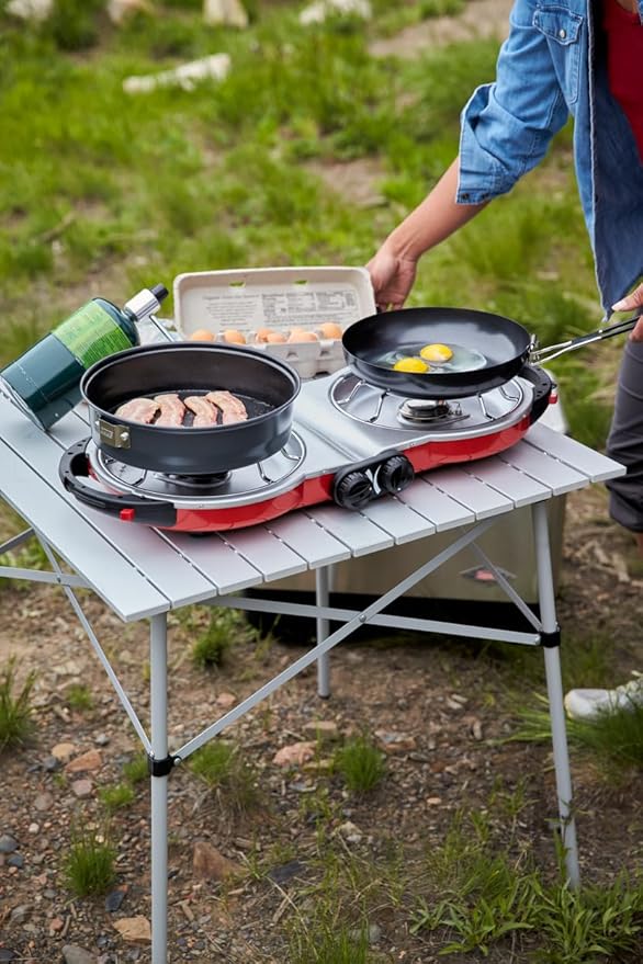 Coleman Fold ‘N Go 2-Burner Propane Stove Dual Adjustable Burners with 20000 BTUs of Power &amp InstaStart Ignition Great for Camping Tailgating Grilling &amp More