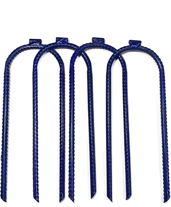 Moonmama Ground Stakes Steel Rebar Stakes Tents Nails Heavy Duty Garden Stake Ground Anchor Pegs U Shaped Metal Fences Stake for Trampolines Camping Canopies Sheds Swing Sets 10inch 10ge