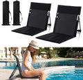 2 Pack Foldable Seat for Poolside Chairs Portable Outdoor Poolside Chairs for Edge of Pool Beach Chair SwimmingPool Accessories Pool Seats for EdgeBeach Camping Picnic Lawn Accessories-Black