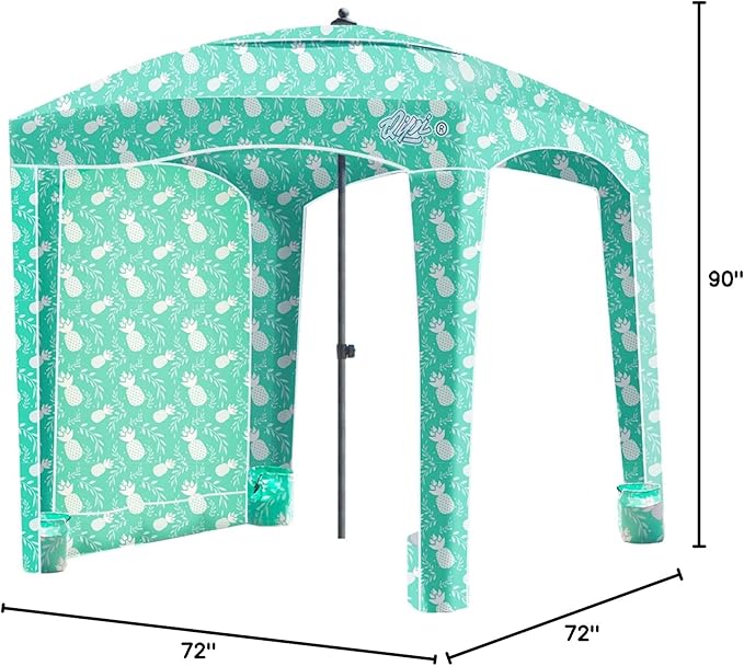 Qipi Beach Cabana - Easy to Set Up Canopy Waterproof Portable 6' x 6' Beach Shelter Included Side Wall Shade with UPF 50+ UV Protection Ultimate Sun Umbrella - for Kids Family &amp Friends