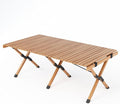 Folding Camping Table Beech Wood Portable Lightweight Roll-up Picnic Table with Carrying Bag for Outdoor Backyards BBQ Beach Party Patio(Natural Wood &amp Big)