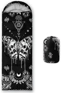 HOSIMA Butterfly Sleeping Bags for Adults and Kids for CampingBlack Gothic Ultralight Sleeping Bag for Cold Weather Summer.