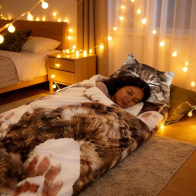 Fluffy Cat Sleeping Bag for Adults Washable Warm 68.89 Inch Cat Sleeping Bag for Human Used for Camping &amp Home Lounging Adults Cozy Sleep &amp Relaxation