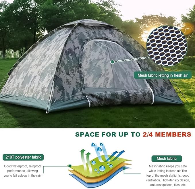 Camping Tent 1/2/3/4 Person Waterproof Family Dome Tent with Rain Fly Lightweight Outdoor Tent for Backpacking Hiking Camping Full Coverage Tent for Outdoor Accessories
