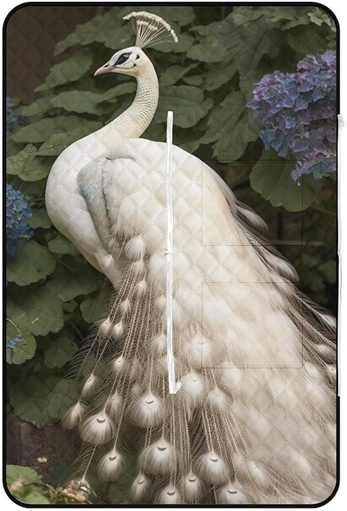 Zipper White Peacock Style Picnic Mat Suitable for Travel Camping Park Or Home Use