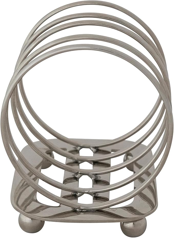 Creative Co-Op Stainless Steel Toast Rack with 4 Sections and Ball Feet Nickel Finish
