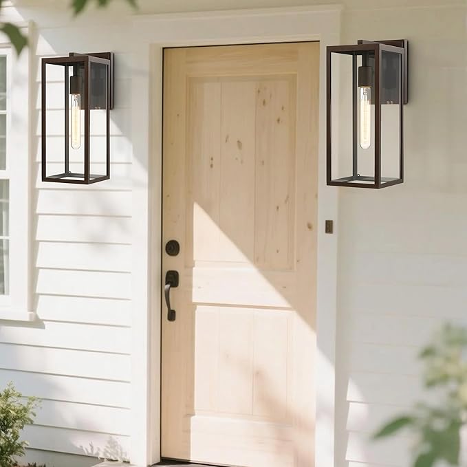 Bestshared Outdoor Wall Sconce LightsExterior Wall Lighting Fixtures with Clear Glass Anti-Rust Modern Black Outside Lantern Lamp for House Front Porch Doorway Patio (Oil Rubbed Bronze 15-1 Pack)