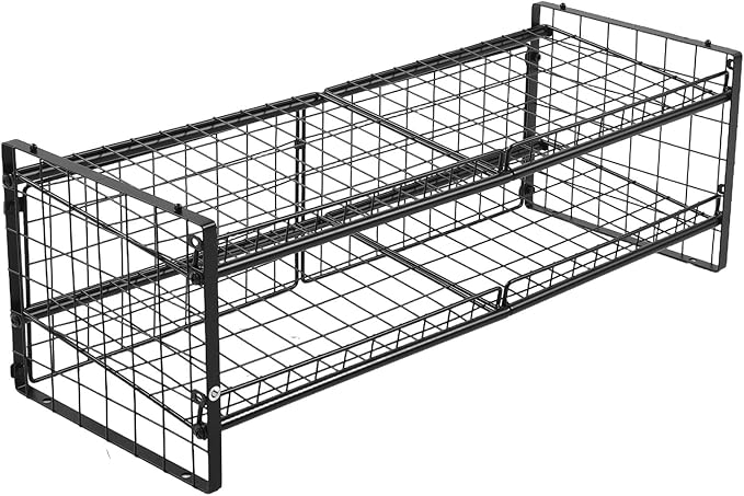 Pssopp Can Organizer Rack 2 Tier Stackable Can Organizer Carbon Steel Adjustable Storage Rack Holds for Canned Food Soda Drink Goods Storage Nan