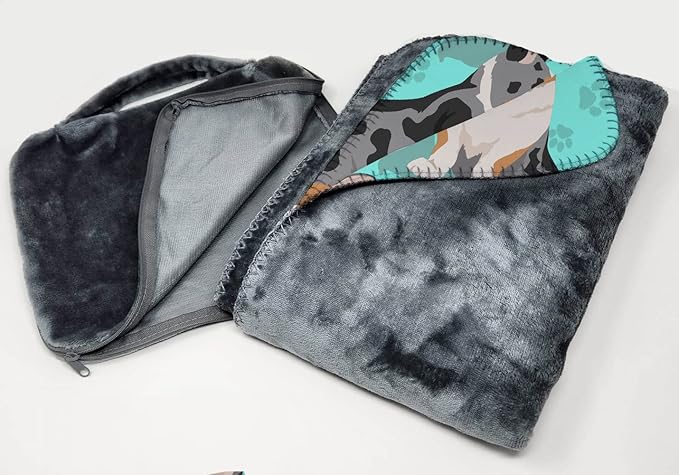 Caroline's Treasures MLM1016TBLT Blue Merle Welsh Cardigan Corgi Soft Travel Blanket with Bag Airplane Blanket Indoor Outdoor Camping Blanket for Traveling Picnics Beach Trips Concerts