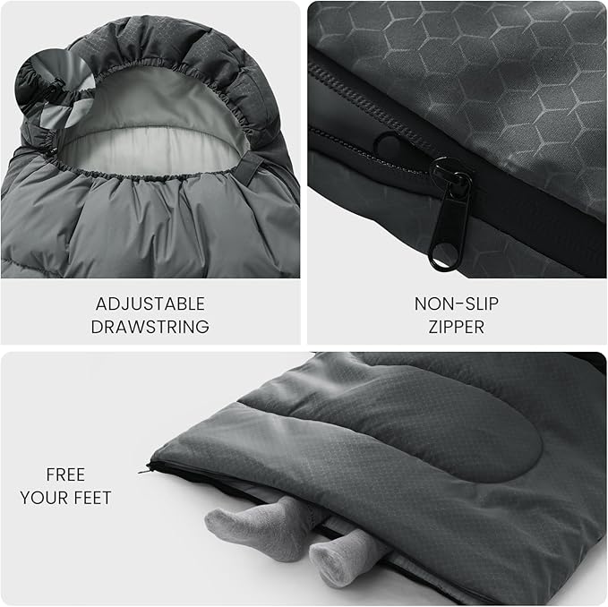 Sleeping Bags for Adults &amp Kids Lightweight Waterproof 3-4 Season Warm with Inflatable Pillow–Compact Portable Sleeping Bag for Cold Weather Camping Hiking Travel Indoor/Outdoor Use