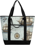 Insulated Shopping BagLarge Reusable Cooler Bags Boat Map_75091459 Printed Foldable Shopping BagTravel Waterproof Shoulder Bag