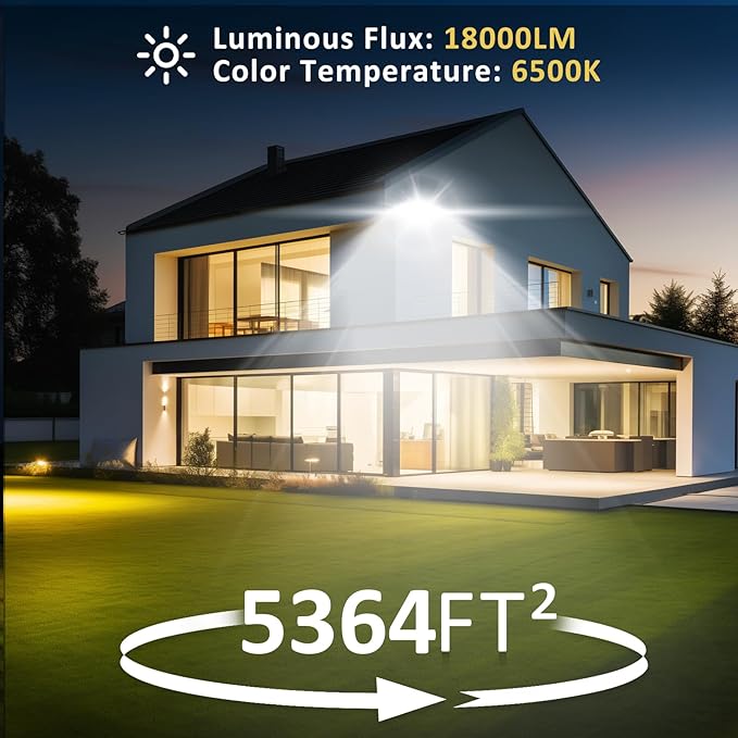 Flood Lights Outdoor24000LM Bright Work Light Plug in6500K Daylight White LED Flood Light Outdoor IP66 Waterproof Exterior Floodlight for Yard Garage Stadium 2 Pack (200W)