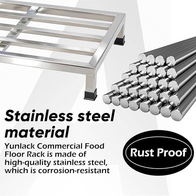 2 Packs Dunnage Rack 23.6x15.8x4inch Stainless Steel Dunnage Racks Commercial Food Service Storage Rack for Restaurants Kitchen Warehouse Supermarket