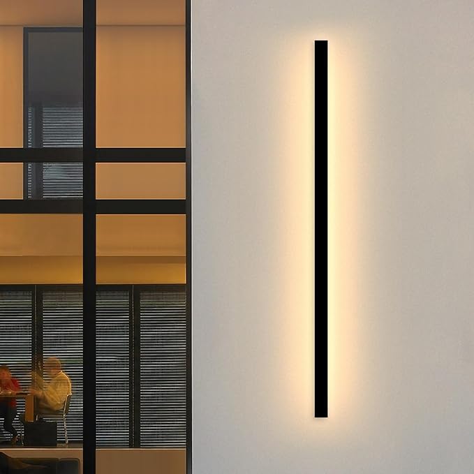 Modern Outdoor Wall Lights - 2pack 70.8inch Black Exterior Light Fixtures Wall Porch Lights Outdoor Wall Sconce Patio Long Strip Wall Light Fixtur Outside for Garage House