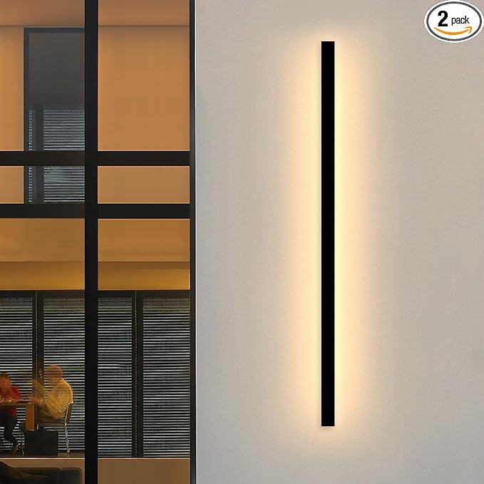 Modern Outdoor Wall Lights - 2pack 59inch Black Exterior Light Fixtures Wall Porch Lights Outdoor Wall Sconce Patio Long Strip Wall Light Fixtur Outside for Garage House