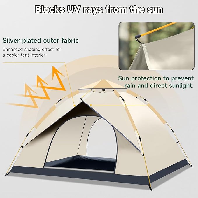 SAN LIKE Camping Tent 2/3/4 Person Instant Easy Pop Up Tents for Camping Lightweight Backpacking Automatic Family Easy Set Up TentPortable Dome Tent for Camping Hiking Traveling
