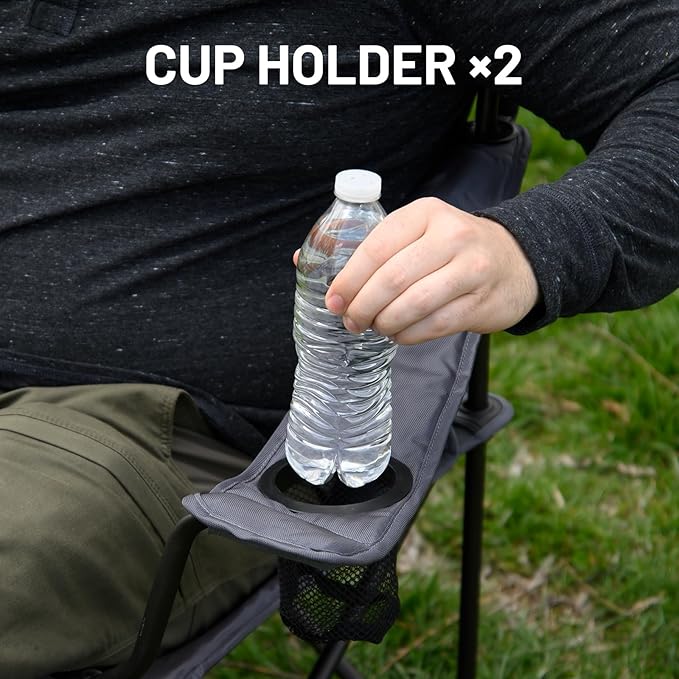 TIMBER RIDGE 2 Person Folding Loveseat Comfortable Double Foldable Camping Chair Folding Lawn chairs for Outside Grey