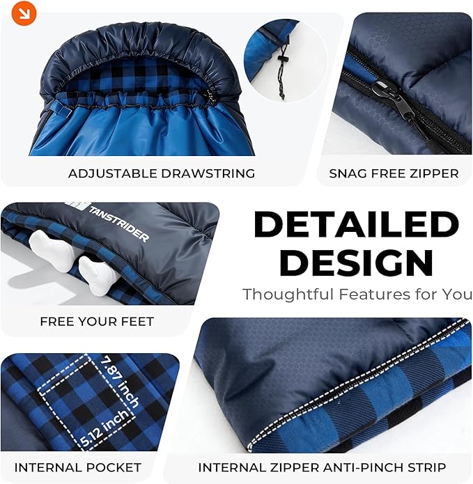 Cotton Flannel XXL Sleeping Bags for Adults Cold Weather Camping Sleeping Bag for Adults Kids Teens with Compression SackCamping Gear for TravelingHikingClimbingOutdoorIndoor
