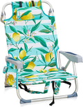 Backpack Beach Chairs for AdultsFolding Heavy Duty Camping Chair with Large Pockets and Cup HolderBeach Lounge Chairs with Towel Rack for OutdoorTravel (Lemon)