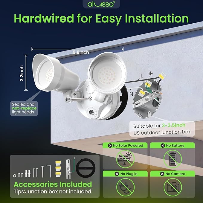 ALUSSO Dusk to Dawn Outdoor Lighting 30W 3500LM Dusk Till Dawn Outdoor Light 120V 3000K/4000K/6500K 3CCT IP65 Security Lights ETL Listed Dusk to Dawn Hardwired for House Yard Walkway White 1 Pack