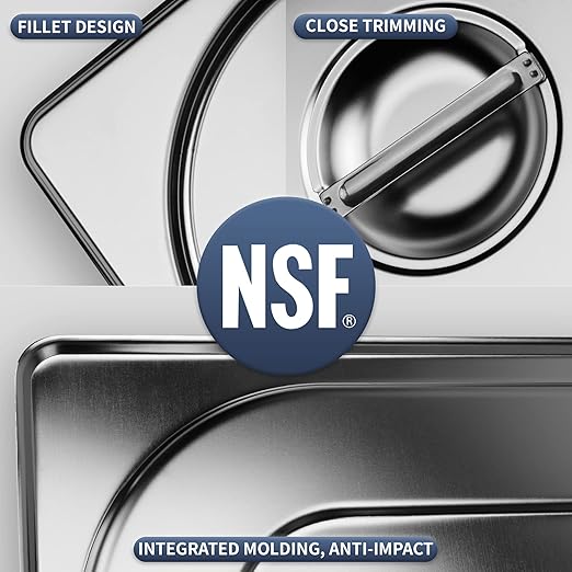 6 Pack Full Size Steam Table Pan Cover Lid with Handle NSF Hotel Pan Cover Catering Food Pan Covers