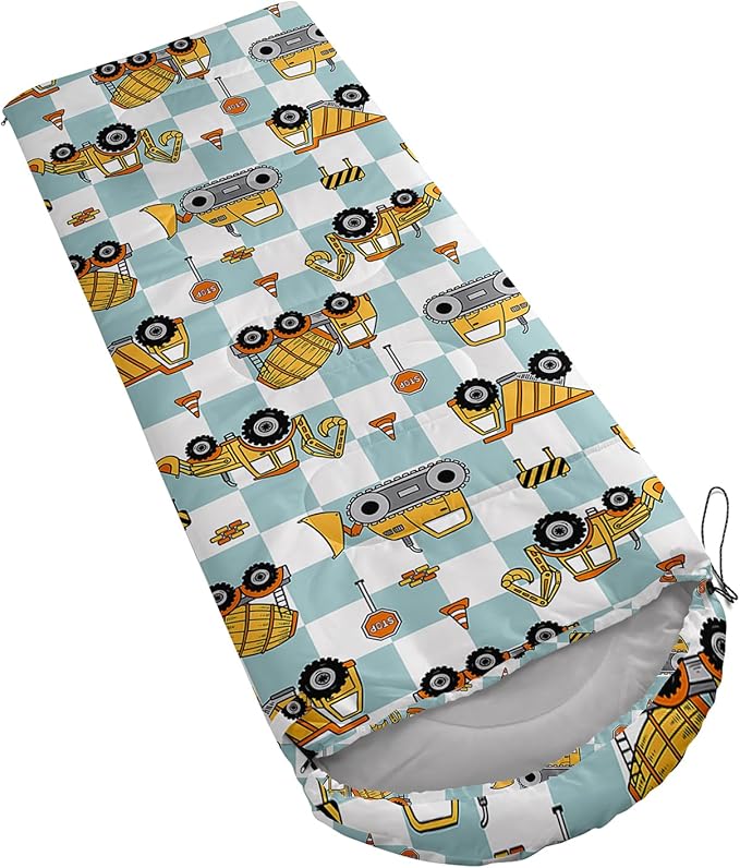AILONEN Cartoon Car Sleeping BagsLightweight &amp Waterproof3 Season Warm &amp Cool WeatherCute Stars Printed Vehicles Transportation Sleeping Bags for BoysKidsAdults TravellingOutdoors