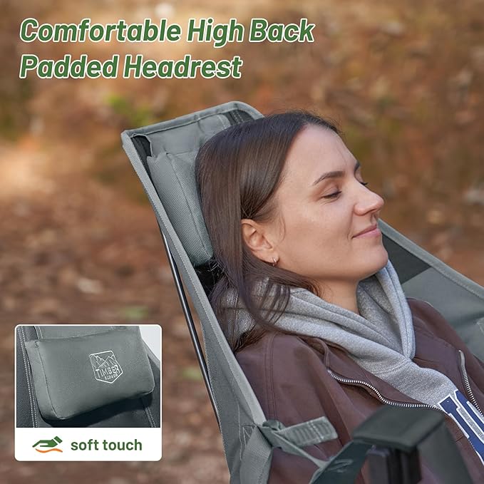 Timber Ridge Hammock Camping Chair with Adjustable Backrest Heavy Duty Folding Hammock Chair Supports 300lbs Portable Hammock Chair for Camping Travelling and Patio Grey